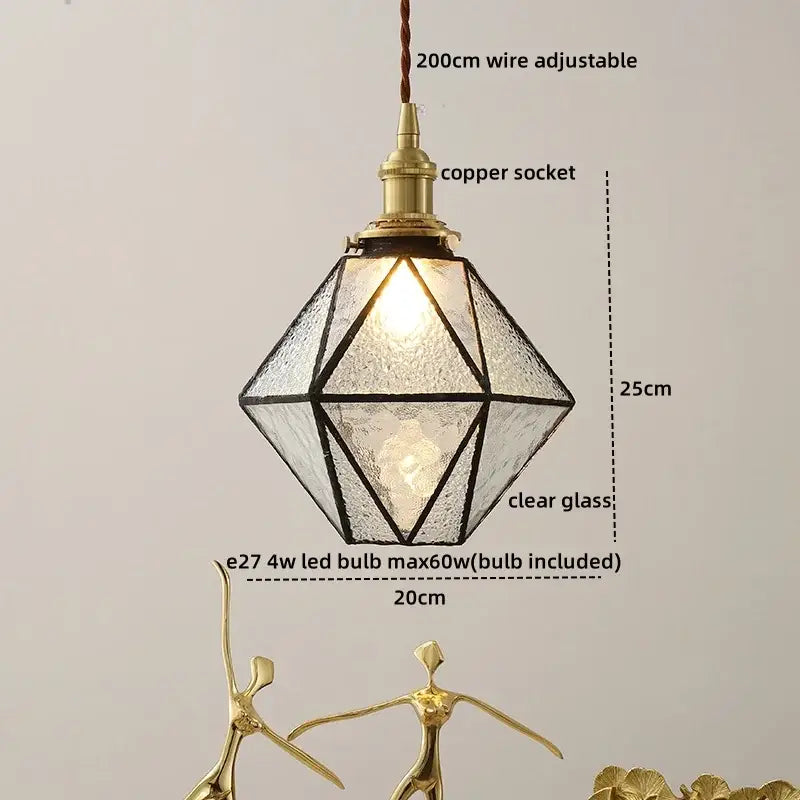Amber Glass Nordic Pendant Polished Copper
