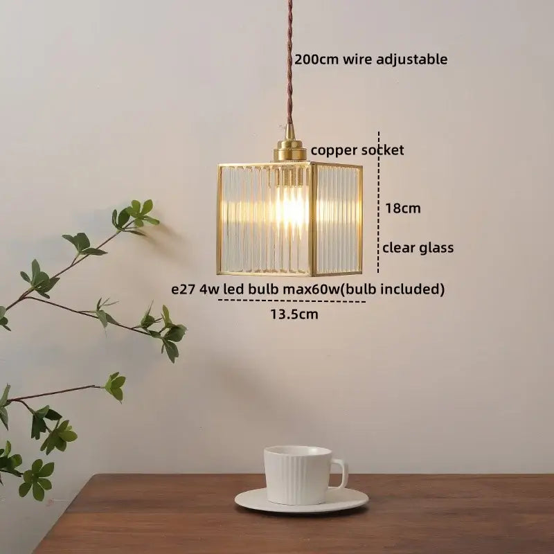 Amber Glass Nordic Pendant Polished Copper