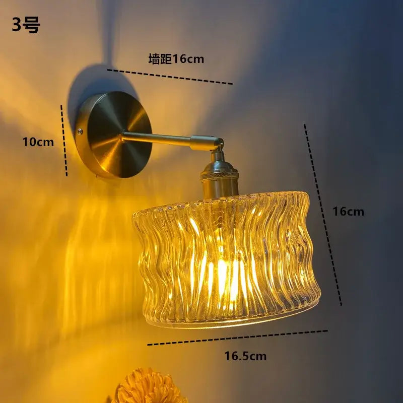 Amber Glass Adjustable Copper Sconce