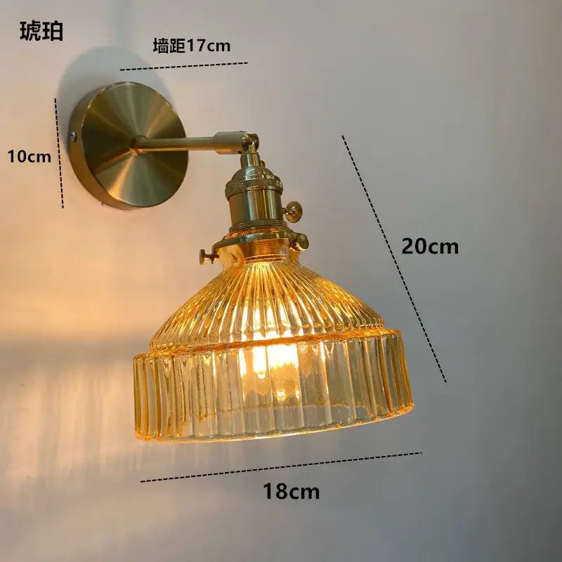 Amber Glass Adjustable Copper Sconce