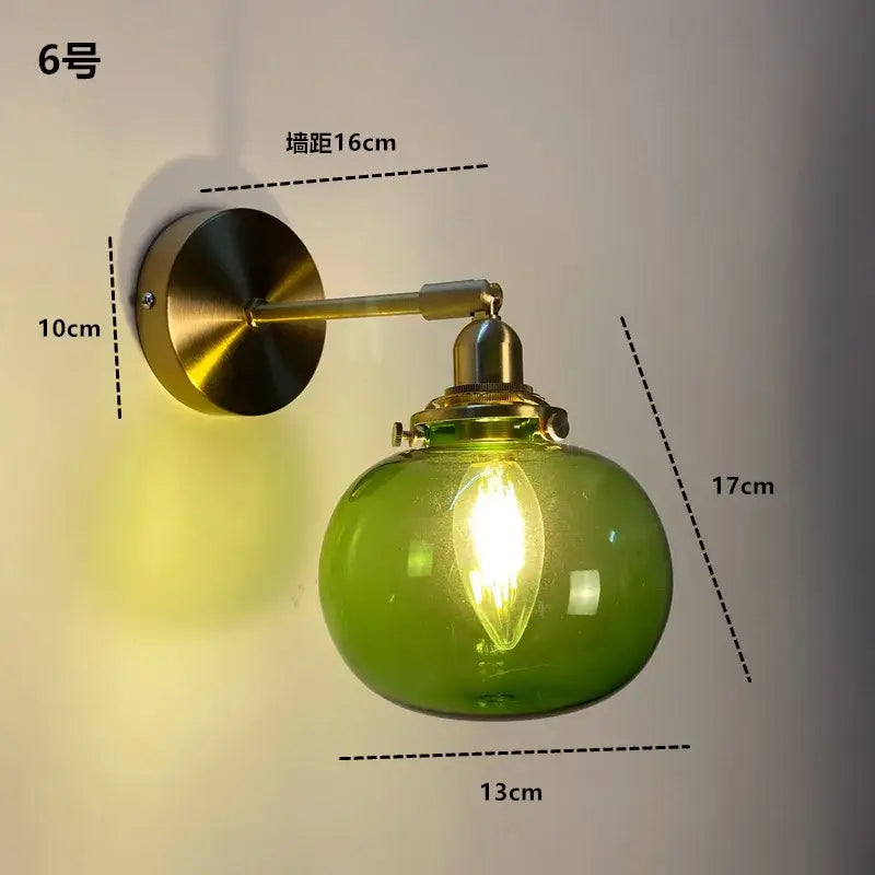 Amber Glass Adjustable Copper Sconce