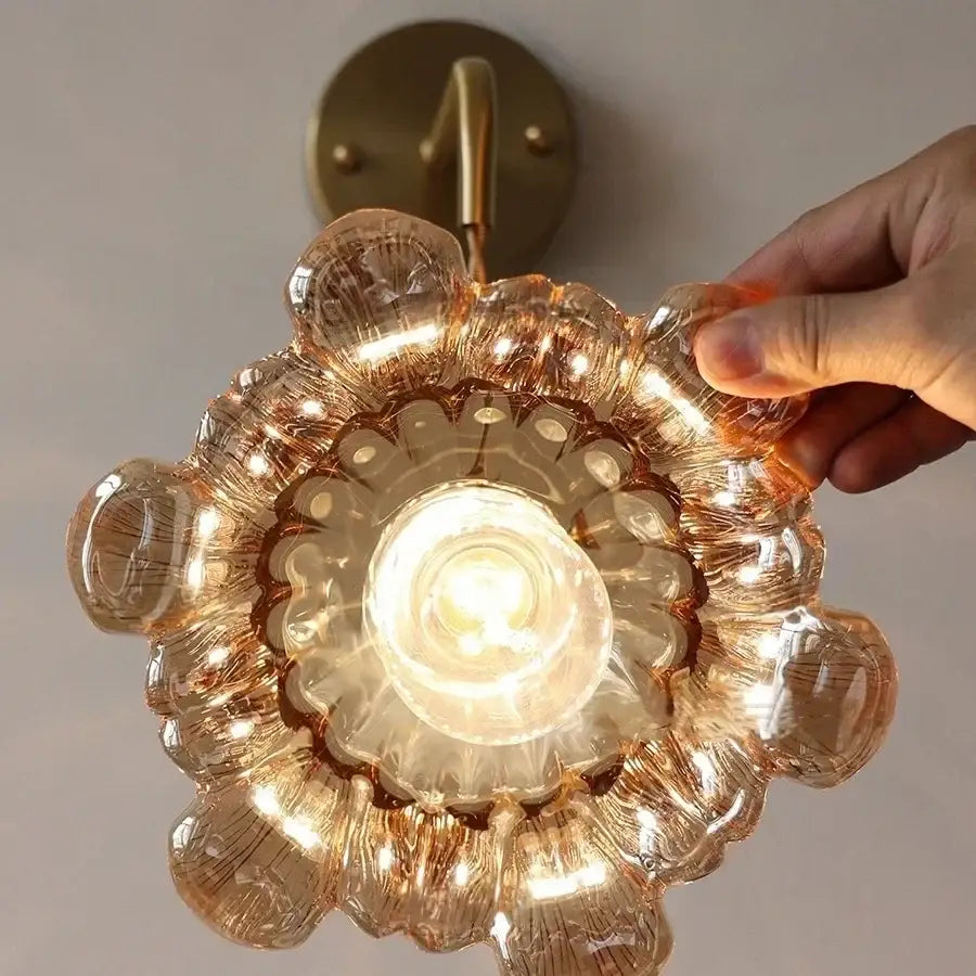 Amber Glass Nordic Brass Wall Sconce