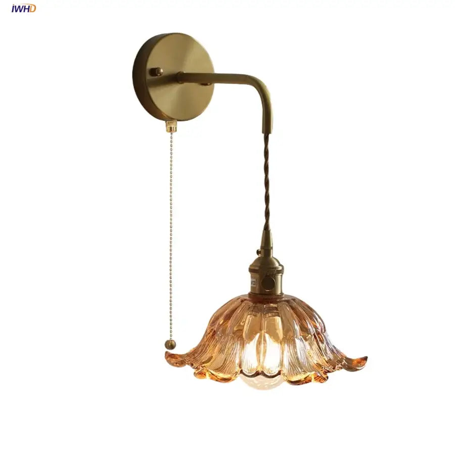 Amber Glass Nordic Brass Wall Sconce