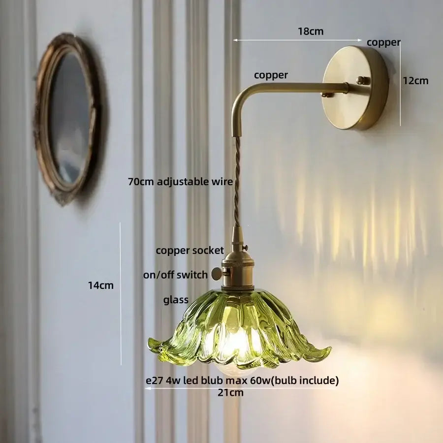 Amber Glass Nordic Brass Wall Sconce