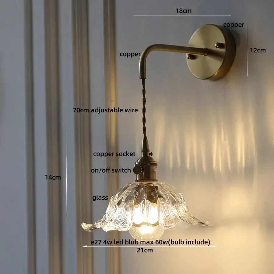 Amber Glass Nordic Brass Wall Sconce