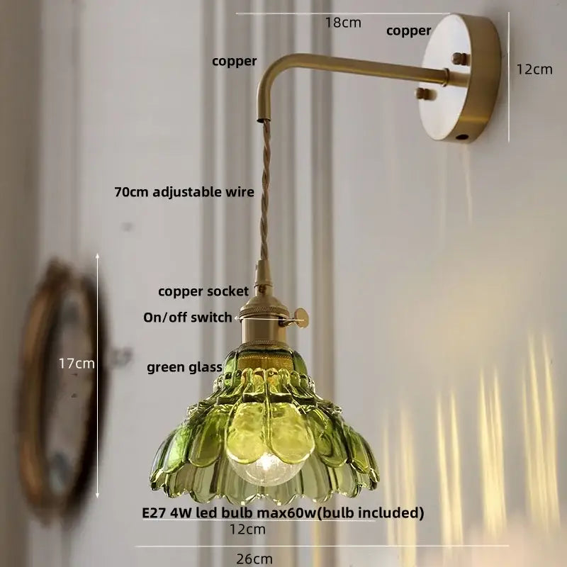 Amber Glass Nordic Brass Wall Sconce