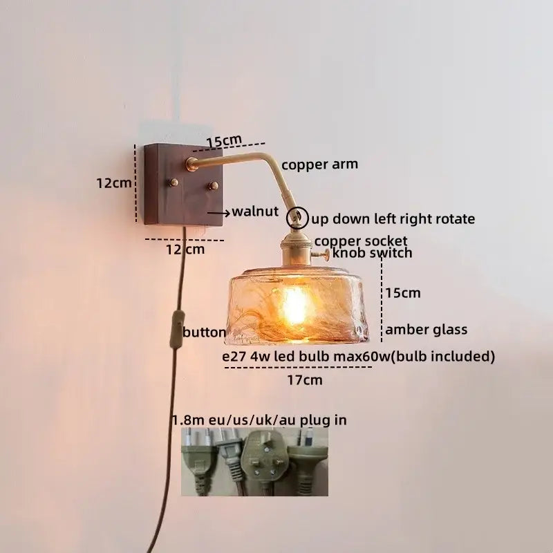 Amber Glass Reading Lamp