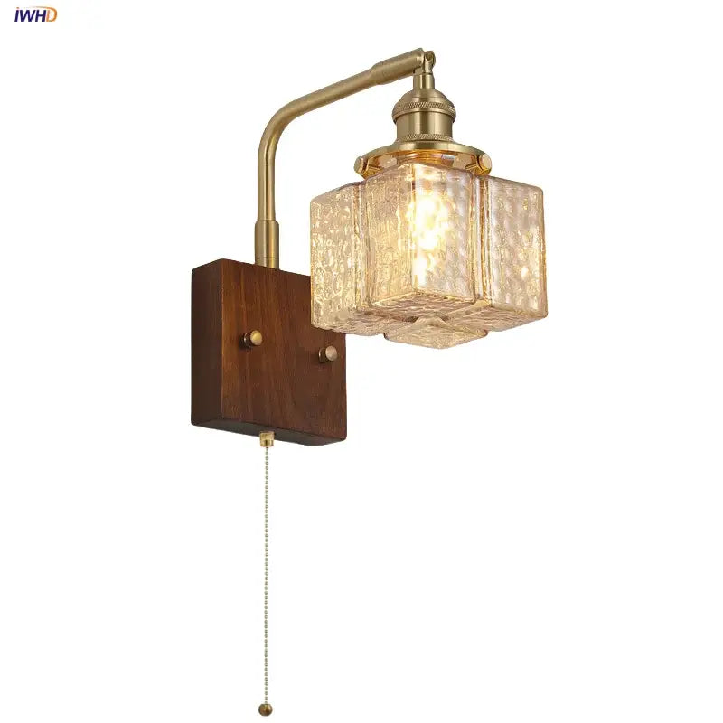 Amber Glass Wall Sconce Walnut