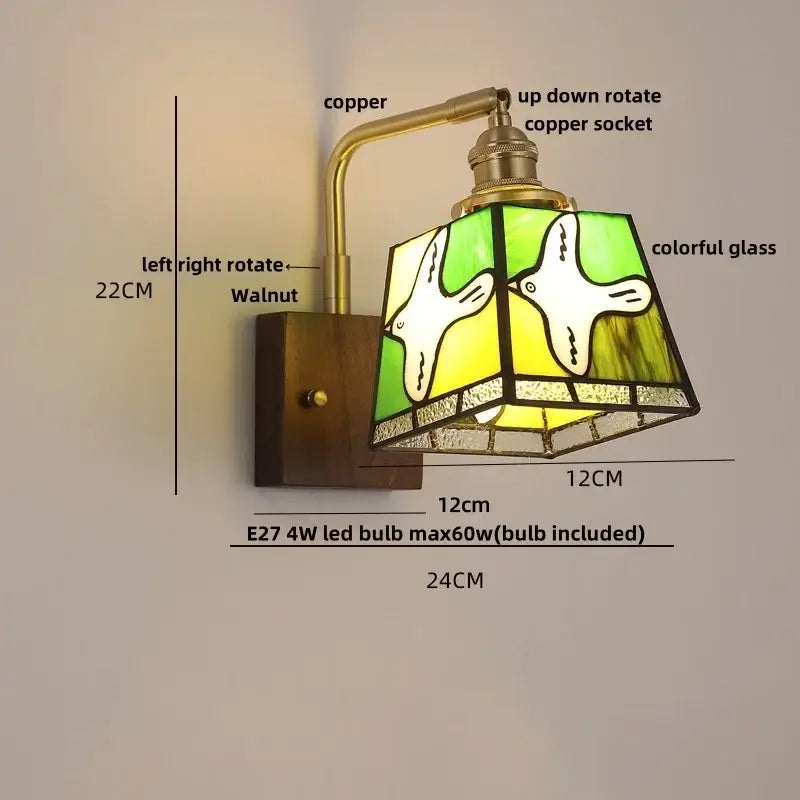 Amber Glass Wall Sconce Walnut