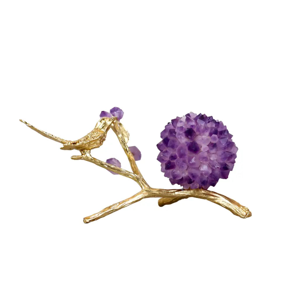 Gold Amethyst Bird Sculpture