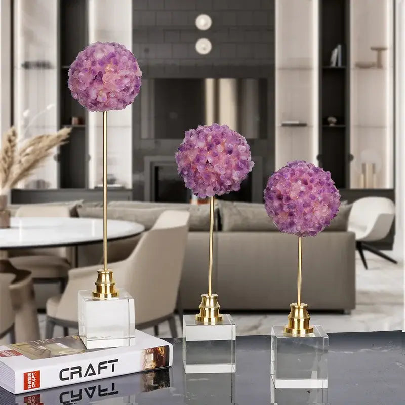 Amethyst Metal Flower Sculpture