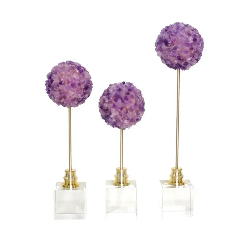 Amethyst Metal Flower Sculpture
