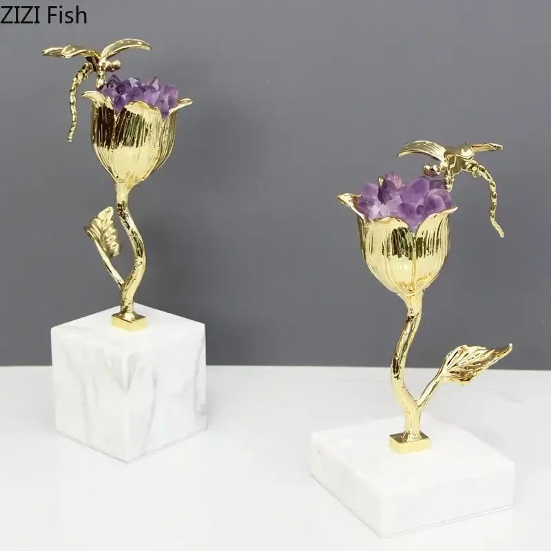 Gold Amethyst Dragonfly Ornament