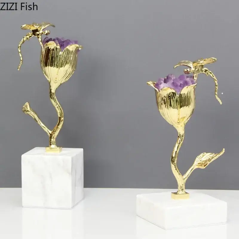 Gold Amethyst Dragonfly Ornament
