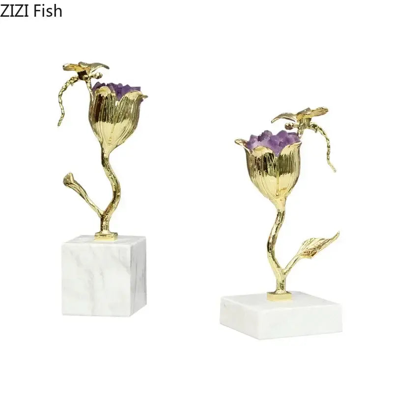 Gold Amethyst Dragonfly Ornament