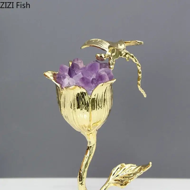 Gold Amethyst Dragonfly Ornament