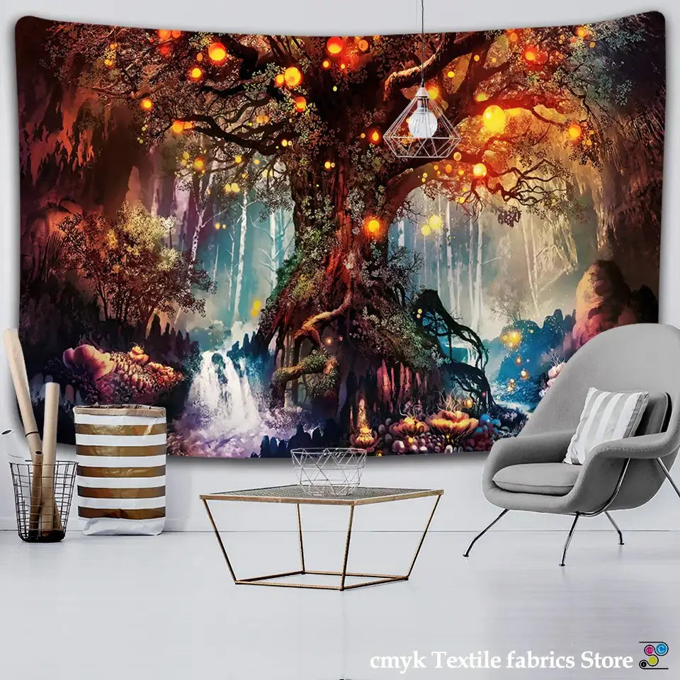 Glowing Boho Tree Tapestry