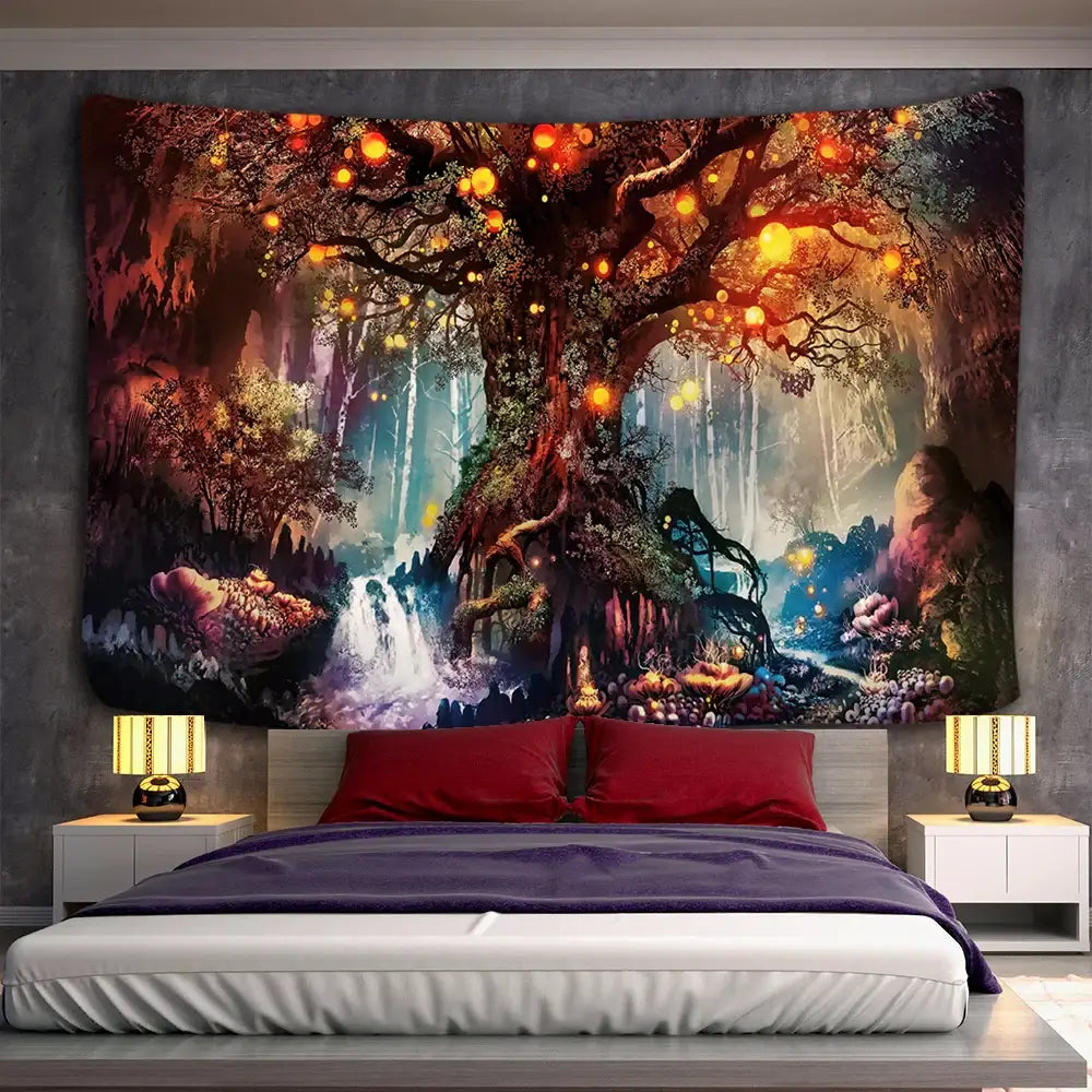 Glowing Boho Tree Tapestry