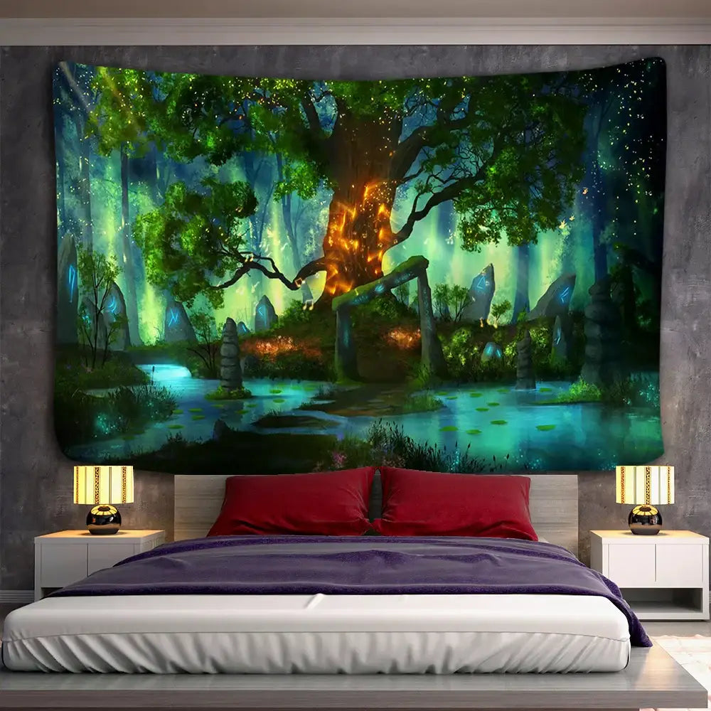 Glowing Boho Tree Tapestry