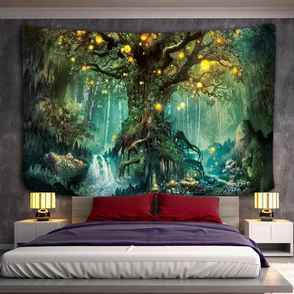 Glowing Boho Tree Tapestry