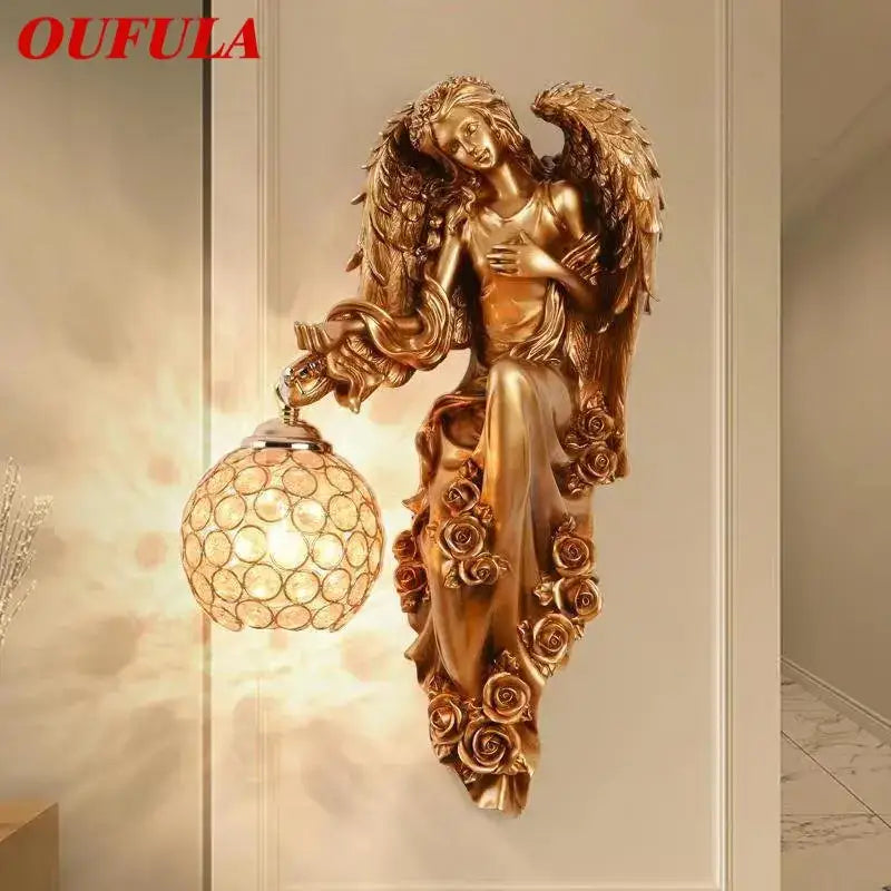 Gold Crystal Angel Sconce