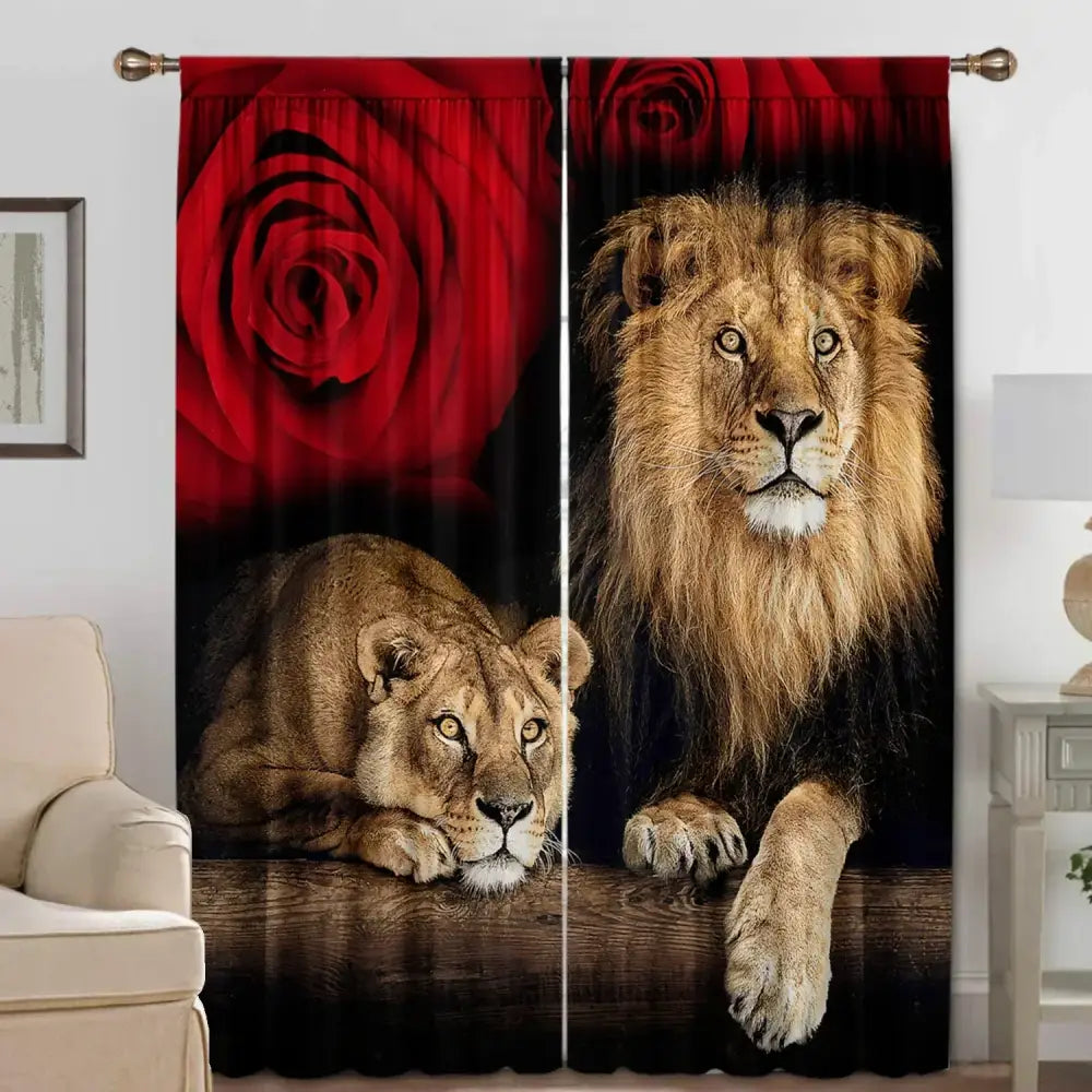 Animal Print Linen Curtains