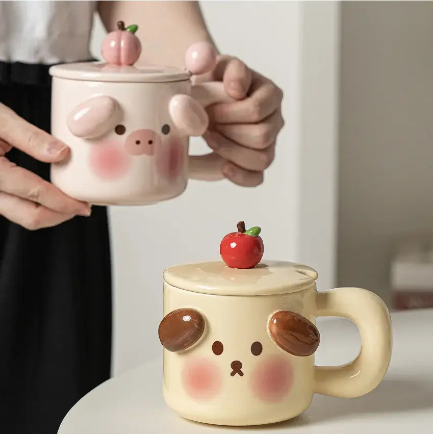 Cream Animal Ceramic Mug