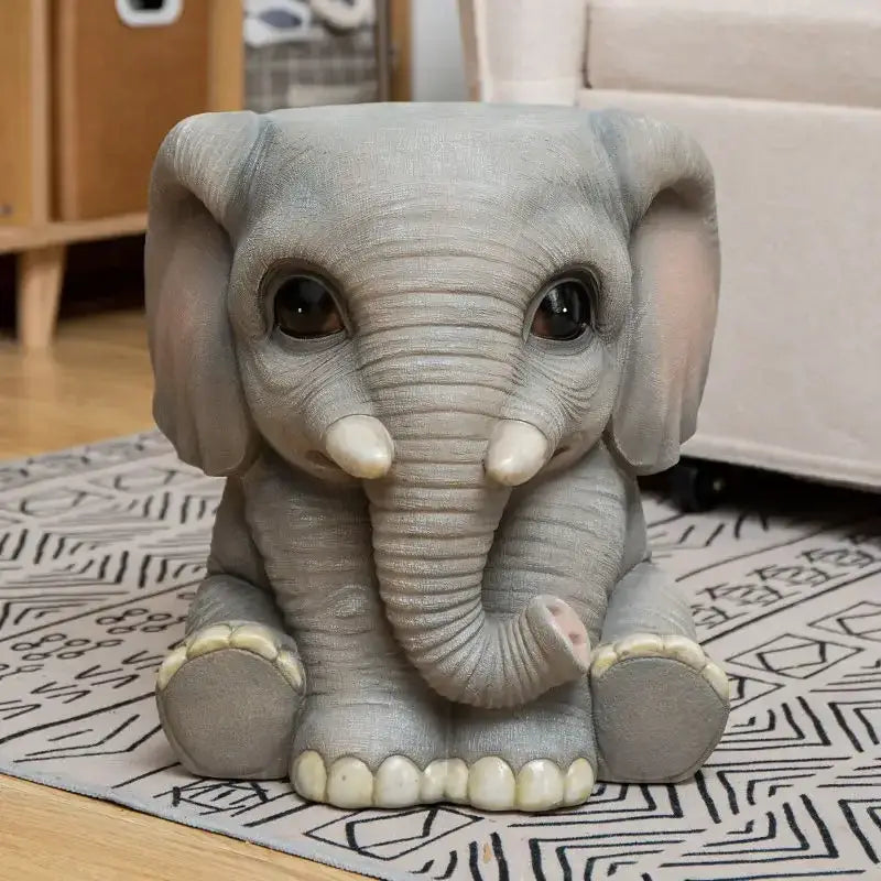 Gray Elephant Footstool