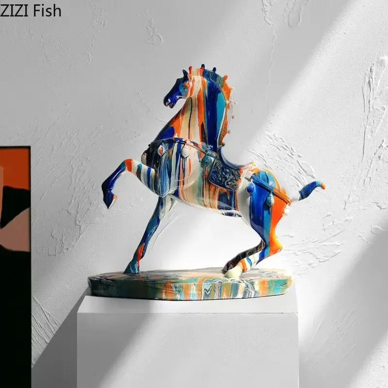 Blue Abstract Resin Horse