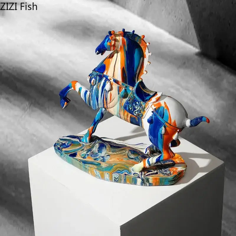 Blue Abstract Resin Horse