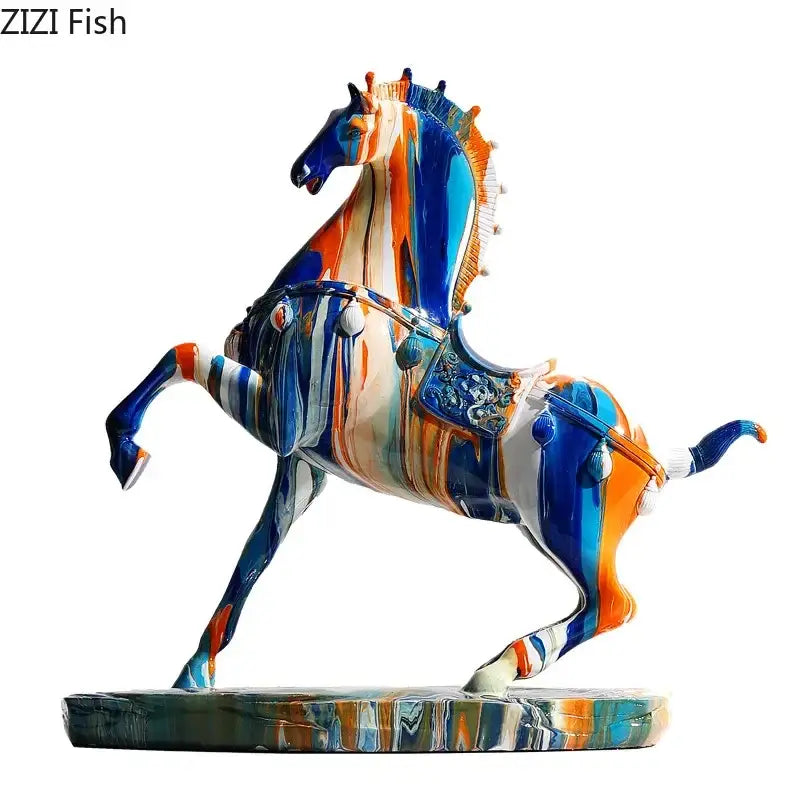 Blue Abstract Resin Horse