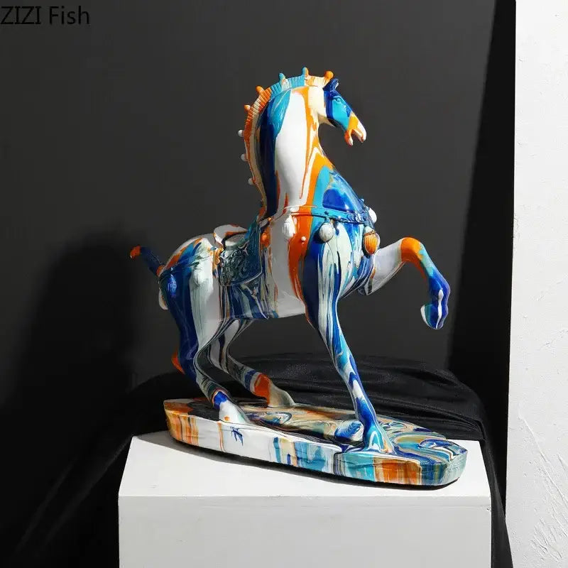 Blue Abstract Resin Horse
