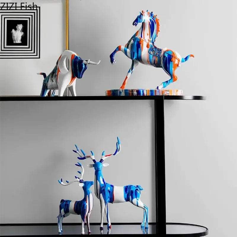 Blue Abstract Resin Horse