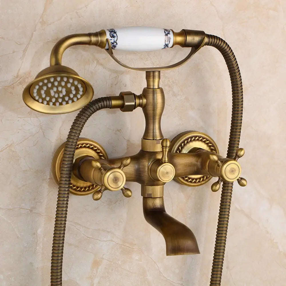 Brass Floral Shower Mixer