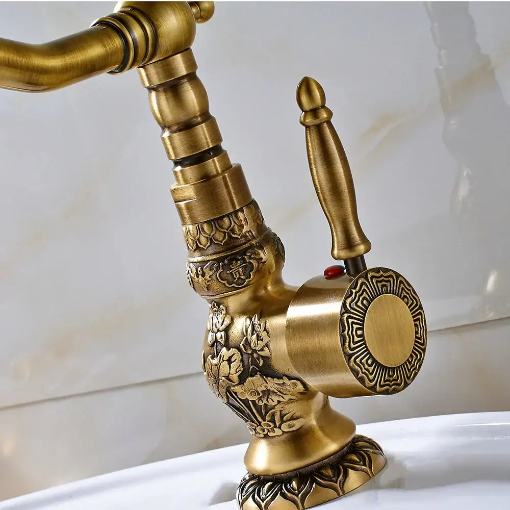 Brass Carved Basin Faucet
