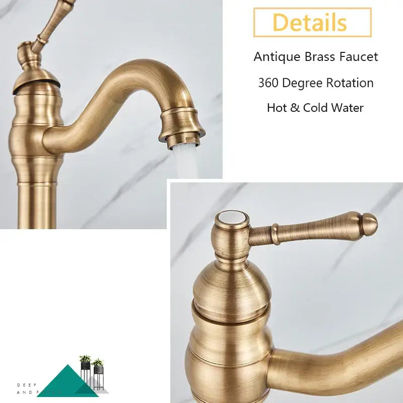 Antique Brass Basin Faucet Single Handle