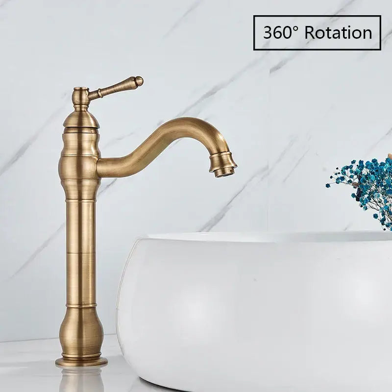 Antique Brass Basin Faucet Single Handle
