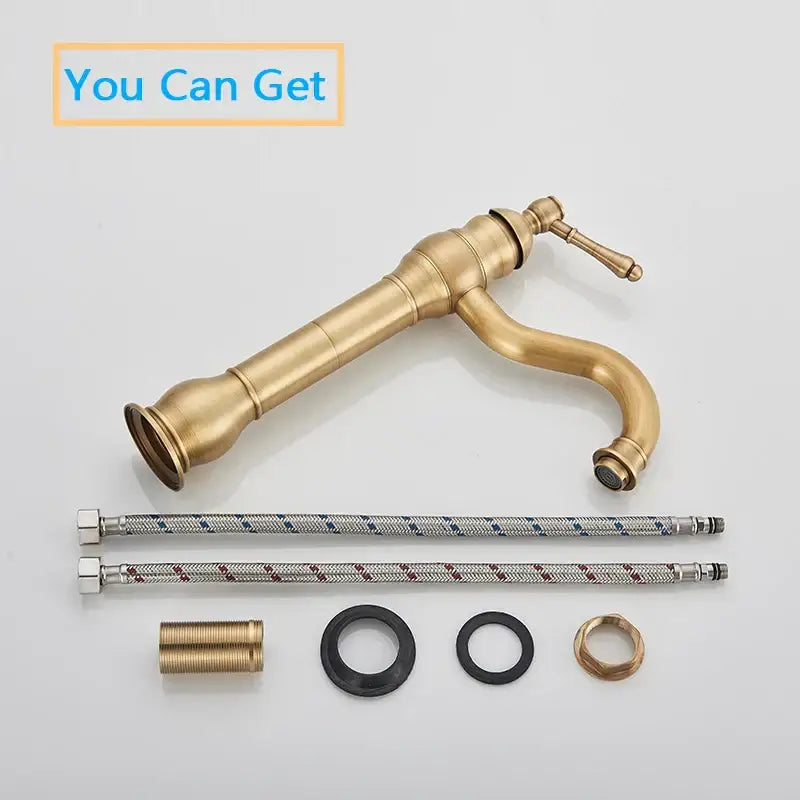 Antique Brass Basin Faucet Single Handle