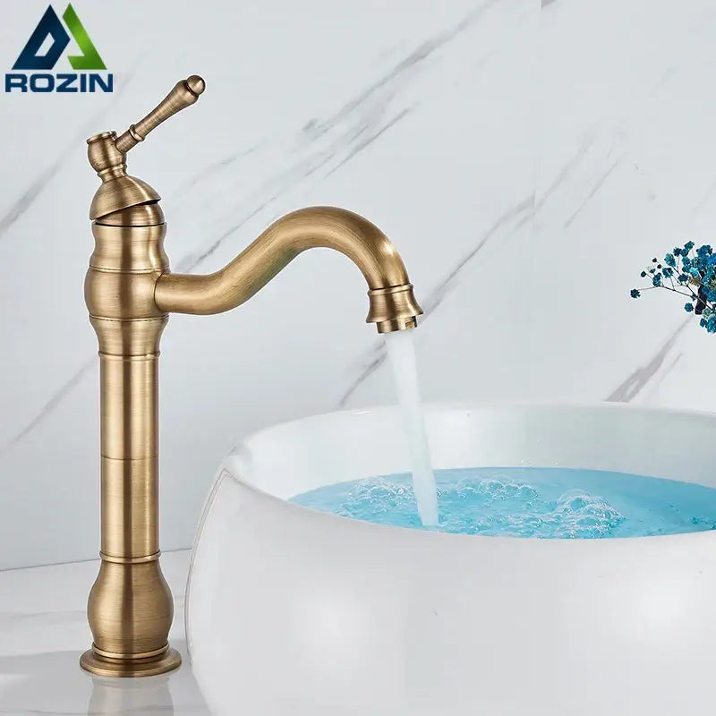 Antique Brass Basin Faucet Single Handle
