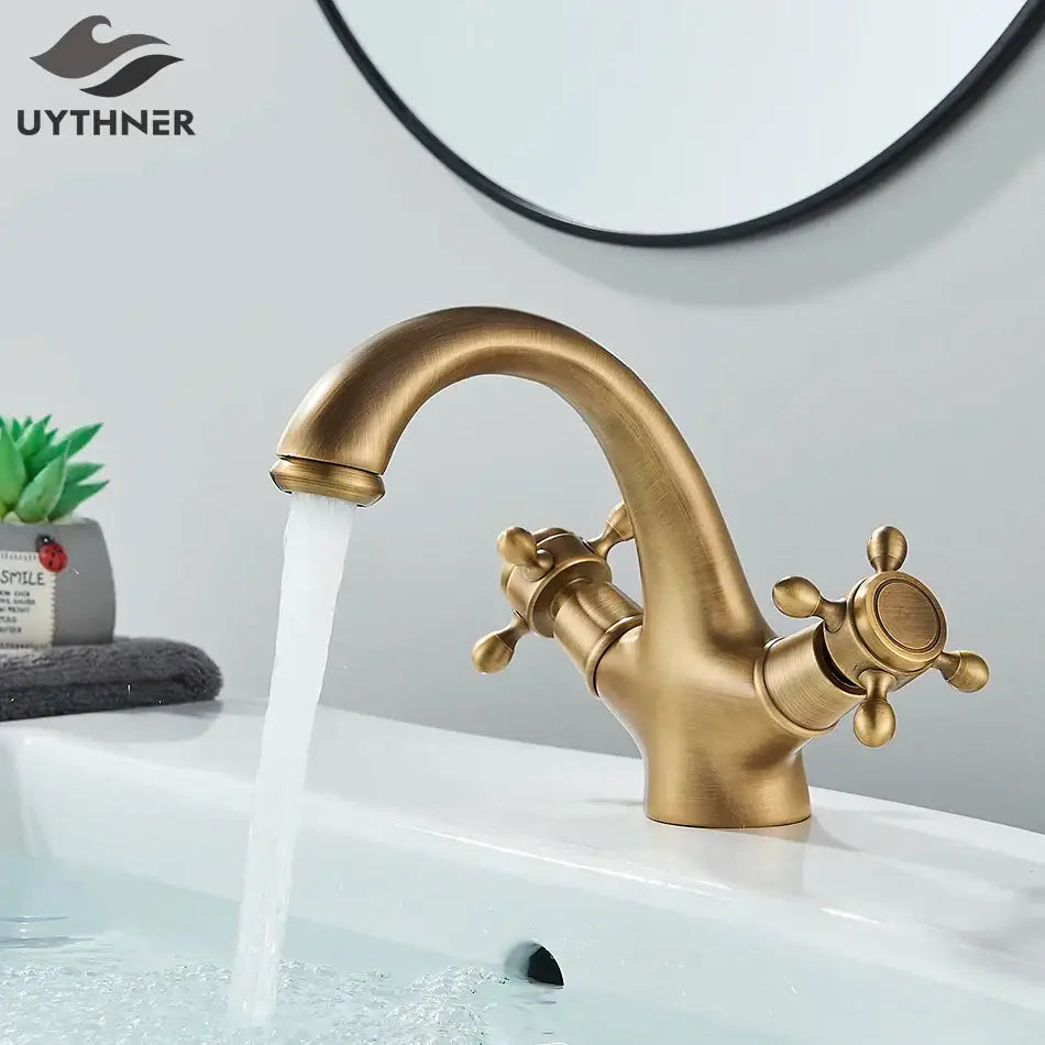 Antique Brass Cross Faucet