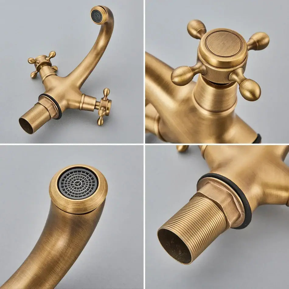 Antique Brass Cross Faucet
