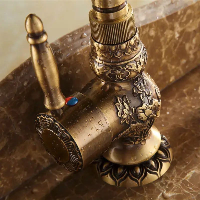 Antique Brass Floral Faucet