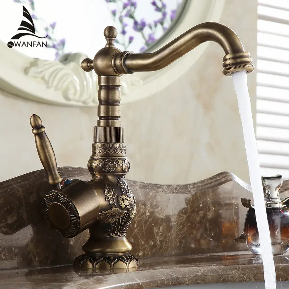 Antique Brass Floral Faucet