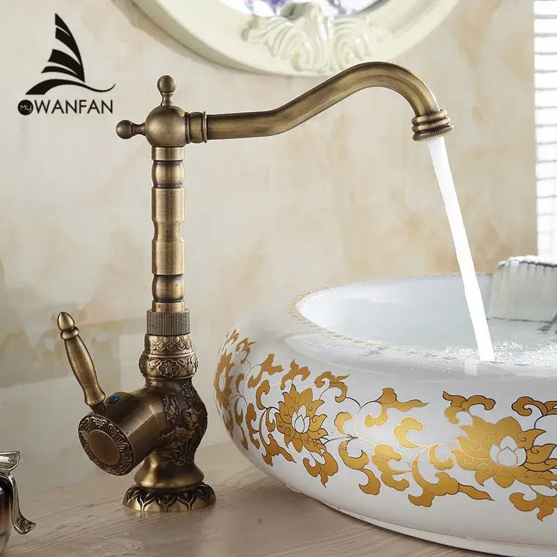 Antique Brass Floral Faucet