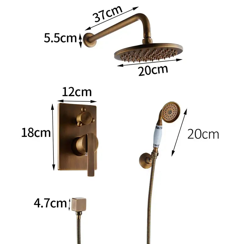 Black Gold Brass Shower Mixer