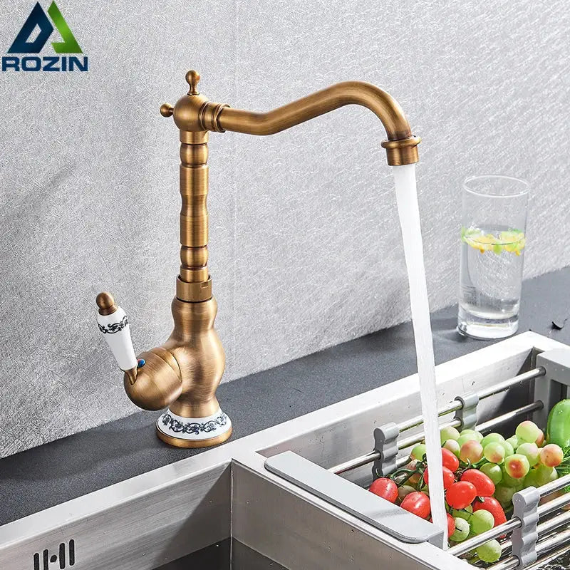 Brass Floral Kitchen Faucet