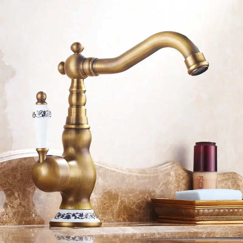 Brass Floral Kitchen Faucet