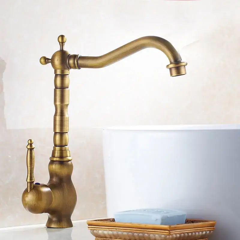 Brass Floral Kitchen Faucet