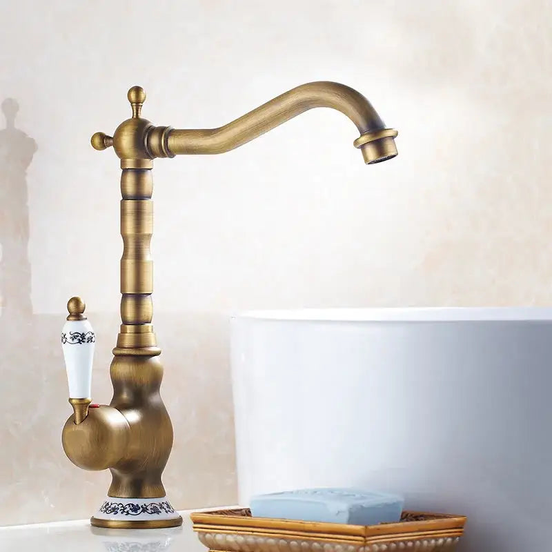 Brass Floral Kitchen Faucet