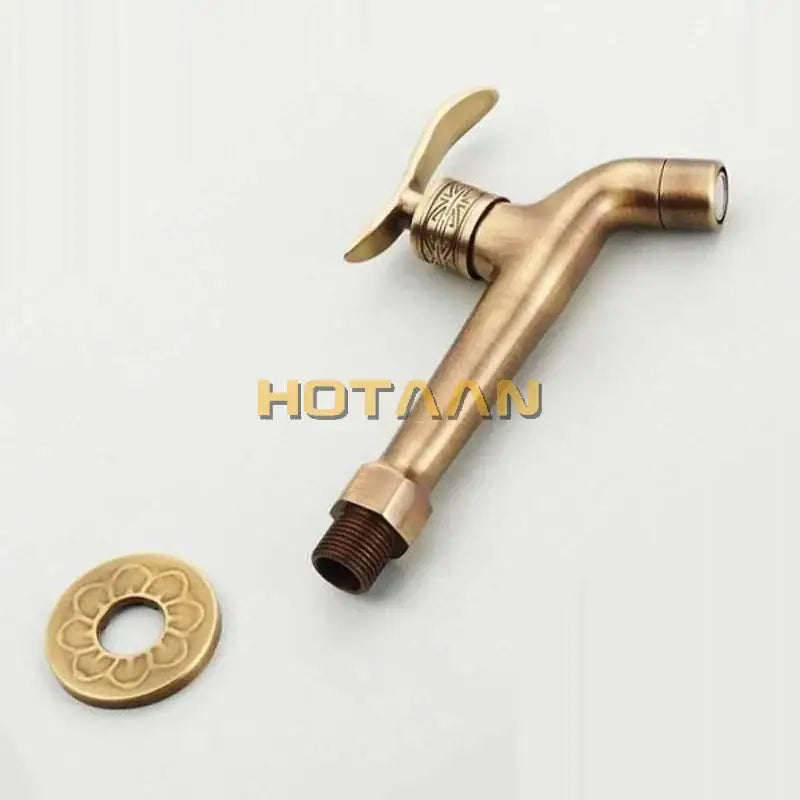 Brass Floral Wall Bibcock